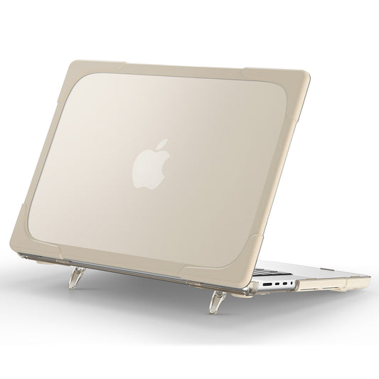 For MacBook Pro 14 inch (2021) A2442 / 14 inch (2023) A2779 (M1 / M2) Hard PC Laptop Case Notebook Computer Cover Stand - Khaki