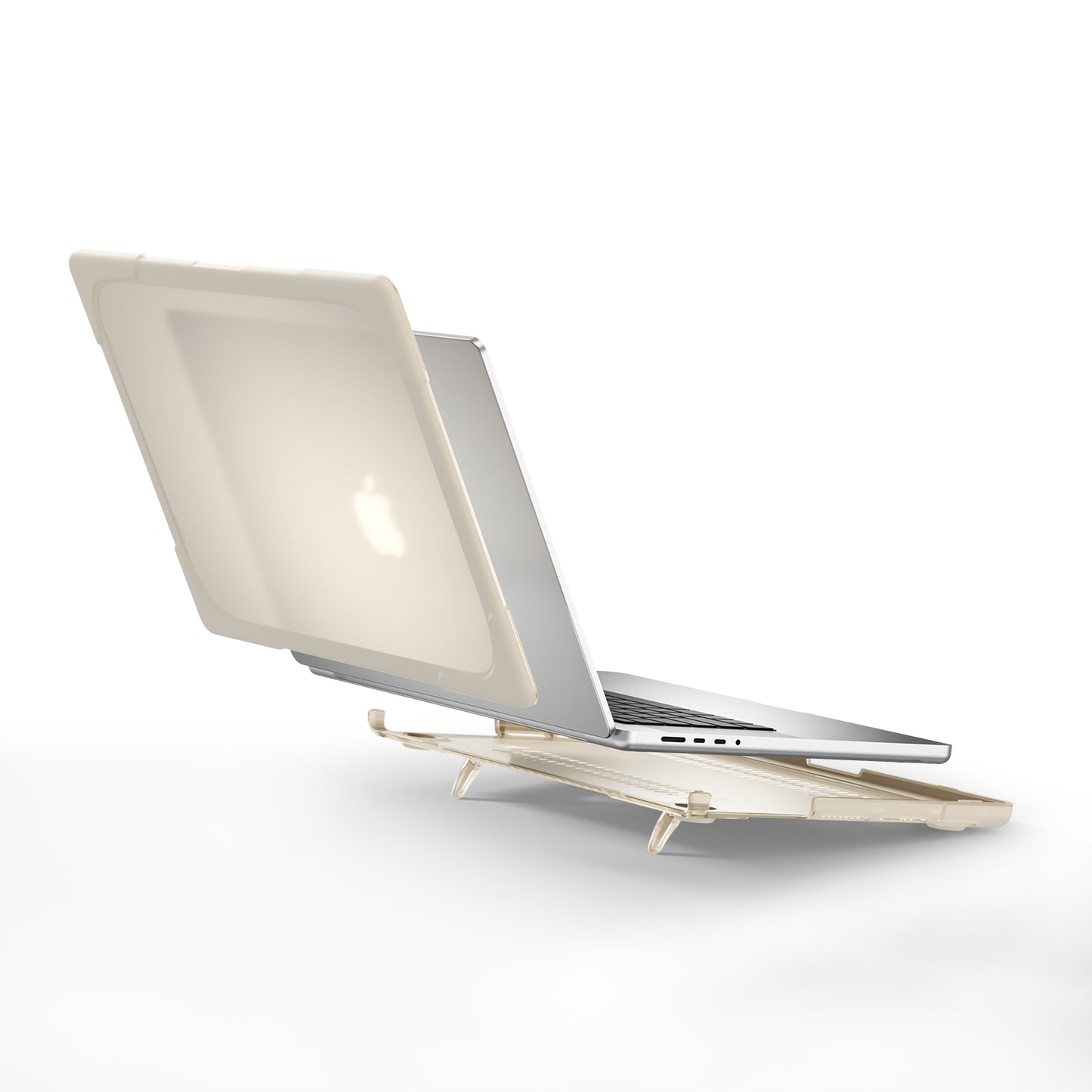 For MacBook Pro 14 inch (2021) A2442 / 14 inch (2023) A2779 (M1 / M2) Hard PC Laptop Case Notebook Computer Cover Stand - Khaki