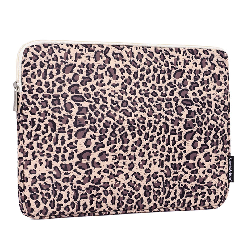 Leopard Pattern Laptop Sleeve Ultra-thin Computer Bag Pouch with Small Bag - Yellow/for 12-inch Laptop