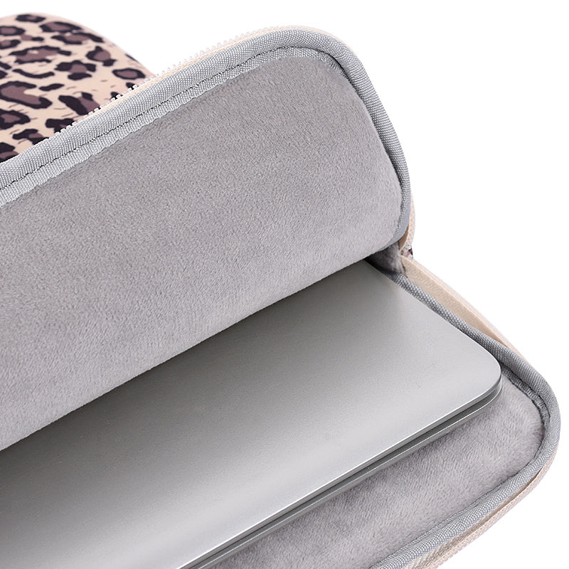 Leopard Pattern Laptop Sleeve Ultra-thin Computer Bag Pouch with Small Bag - Yellow/for 12-inch Laptop