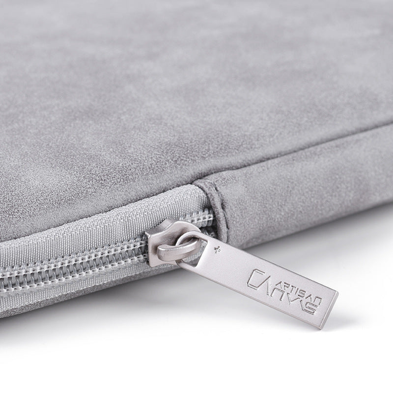 Solid Color PU Leather Notebook Case Shockproof Protective Sleeve Bag with Small Bag - Grey/for 13-inch Laptop