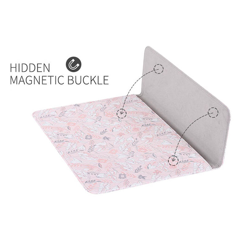 Flower Leaf Pattern PU Leather Laptop Sleeve Notebook Shockproof Case Carrying Bag - Pink/for 14-inch Laptop