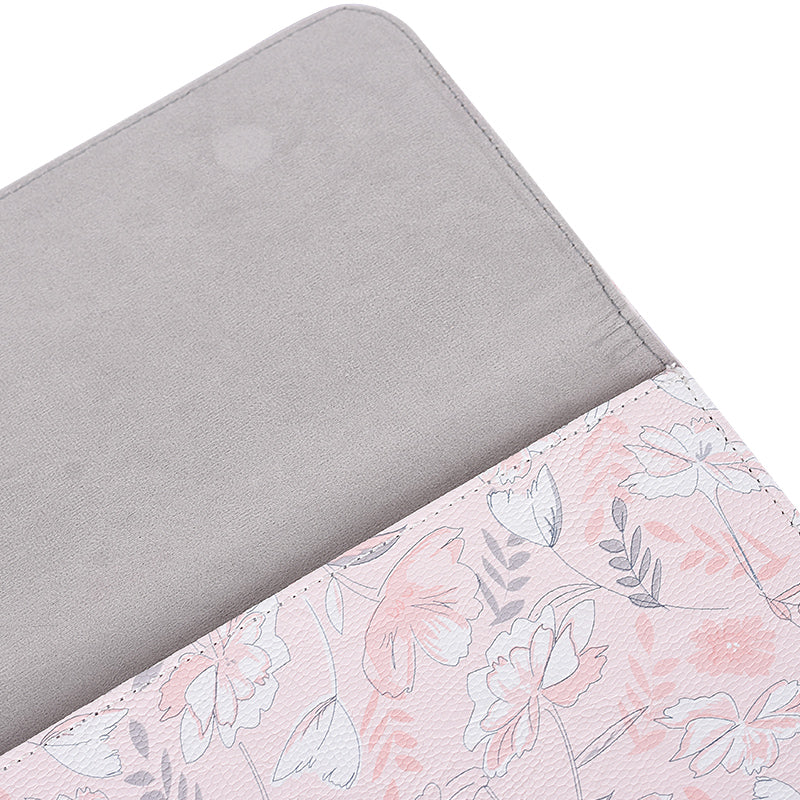 Flower Leaf Pattern PU Leather Laptop Sleeve Notebook Shockproof Case Carrying Bag - Pink/for 14-inch Laptop