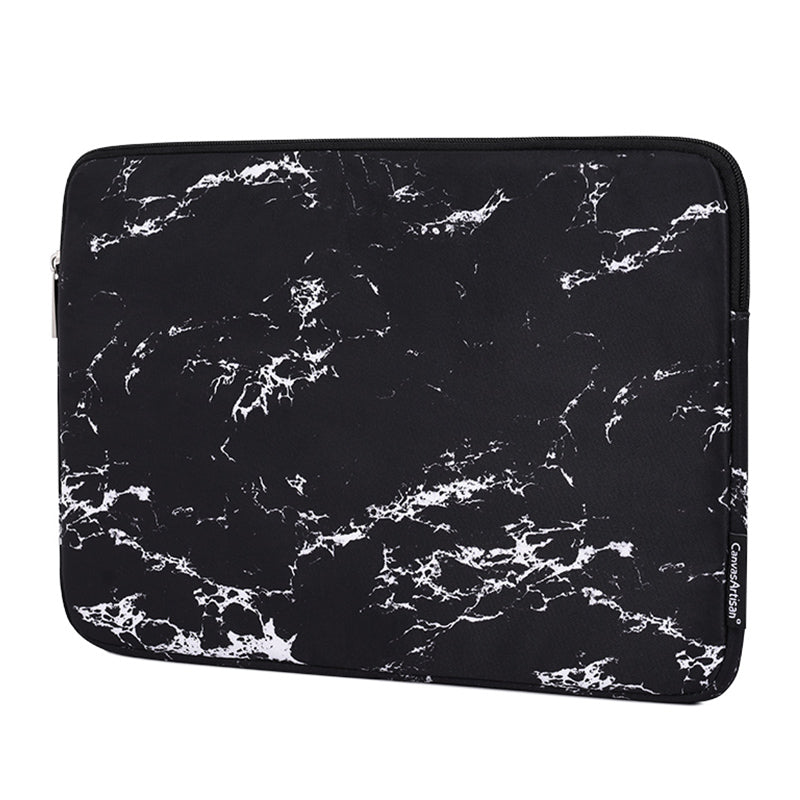 Marble Pattern Laptop PC Sleeve Soft Linner Notebook Bag with Small Bag - Black/for 12-inch Laptop