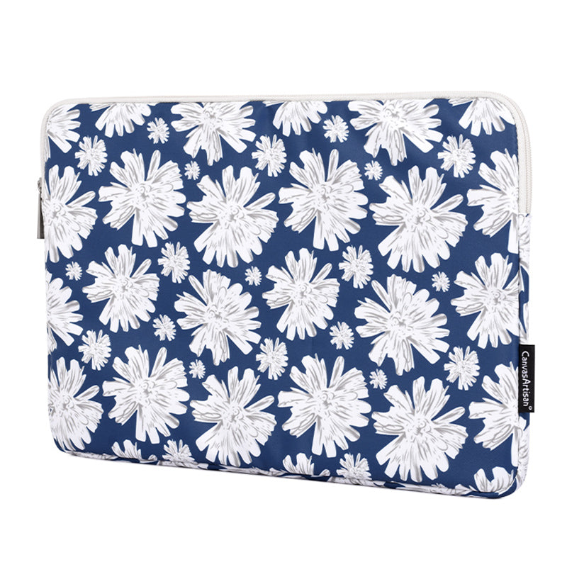Chrysanthemum Pattern Laptop Sleeve Zipper Carrying Case with Small Bag - Blue/for 13-inch Laptop