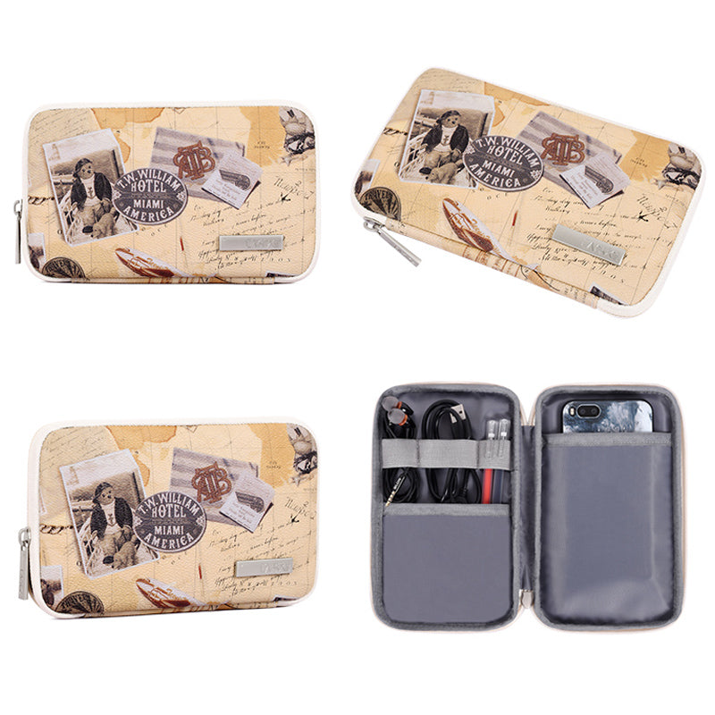 Postcard Design Laptop Sleeve Bag Notebook Computer Case with Small Bag - Brown/for 12-inch Laptop