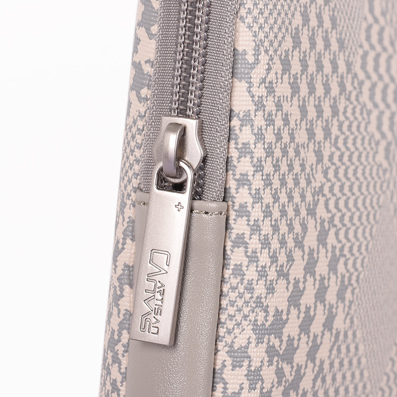 Canvasartian L21-04 Houndstooth Pattern Protective Laptop Sleeve Notebook Case - Grey Edge/for 12-inch Laptop