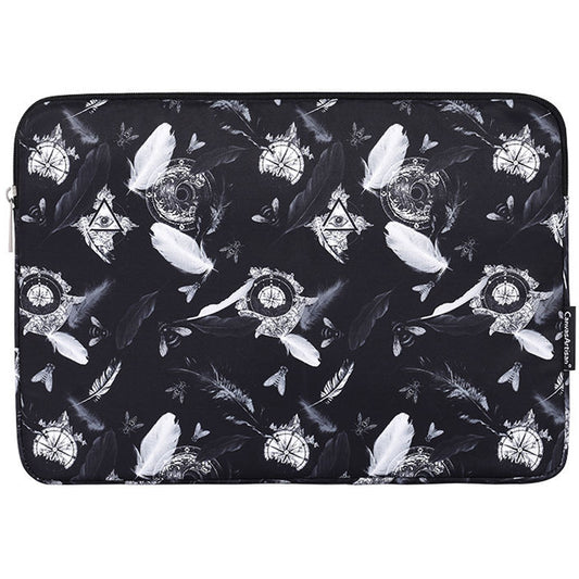 Canvasartian H8-01 Windbell Feather Printing Laptop PC Protective Sleeve Carrying Bag - Black/for 13-inch Laptop