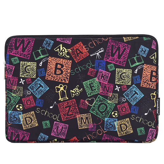 Canvasartian H17-01 Colorful Letters Printing Laptop Sleeve Computer Storage Bag - Black/for 11-inch Laptop