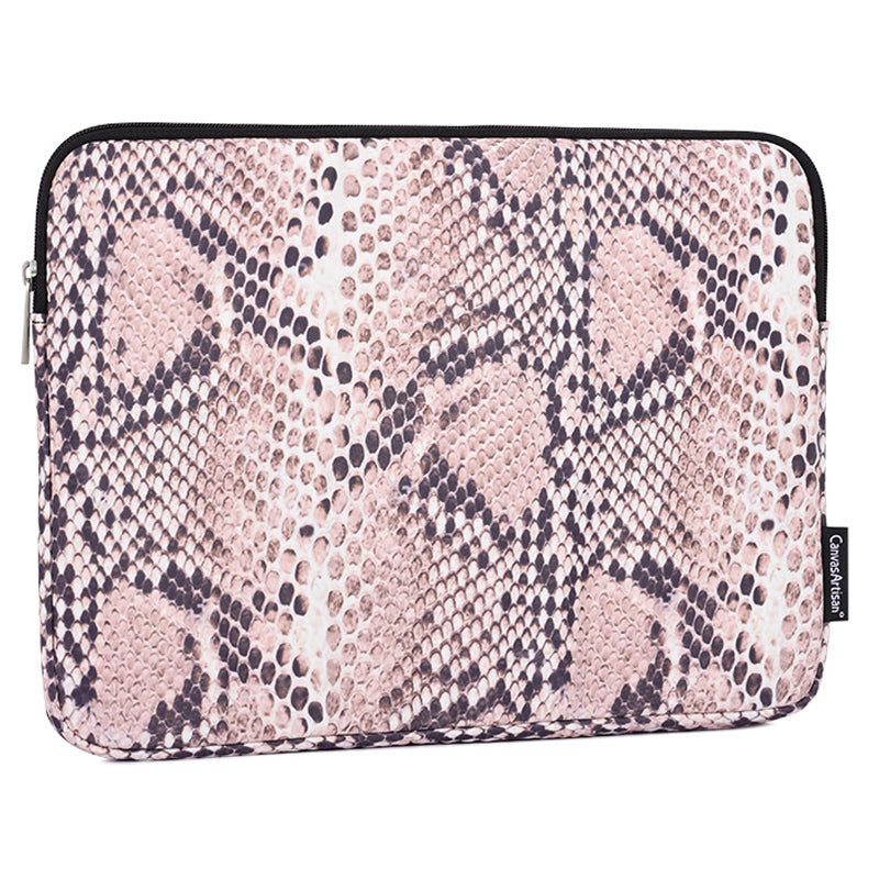 Snake Pattern Polyester Notebook Case Laptop Bag Protective Sleeve with Small Bag - Pink/for 15-inch Laptop