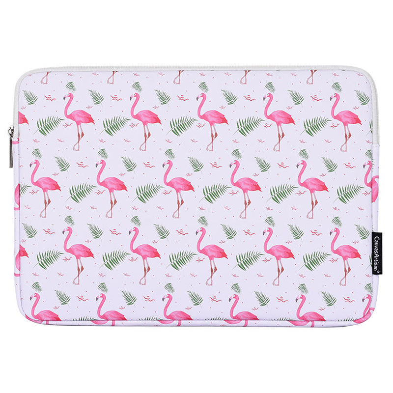 PU Leather Laptop Sleeve Shockproof Notebook Case Bag with Bird Leaf Pattern - White/for 11-inch Laptop