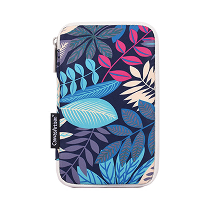 Leaves Printed Ultra-thin Protective Laptop Sleeve Zipper Notebook PC Bag with Small Bag - Blue/for 11-inch Laptop