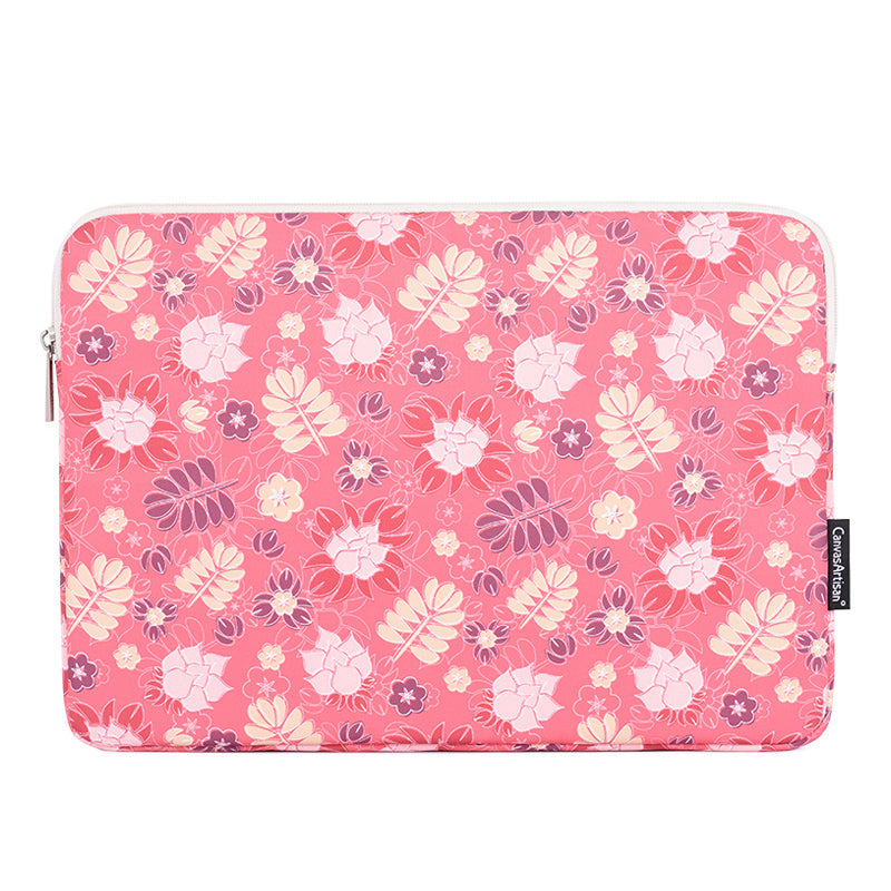 CANVASARTISAN H24-01 Printing Leaf Flower Pattern Laptop Sleeve Notebook Carrying Bag Travel Bag - for 11'' Laptop