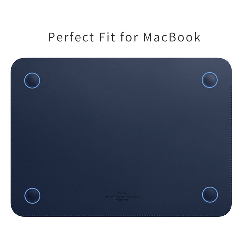Wiwu Skin Pro II Series Notebook Sleeve Bag for MacBook Pro 14 inch 2021 Waterproof Slim PU Leather Laptop Cover - Blue