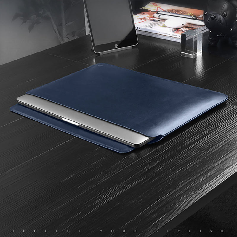 Wiwu Skin Pro II Series Notebook Sleeve Bag for MacBook Pro 14 inch 2021 Waterproof Slim PU Leather Laptop Cover - Grey