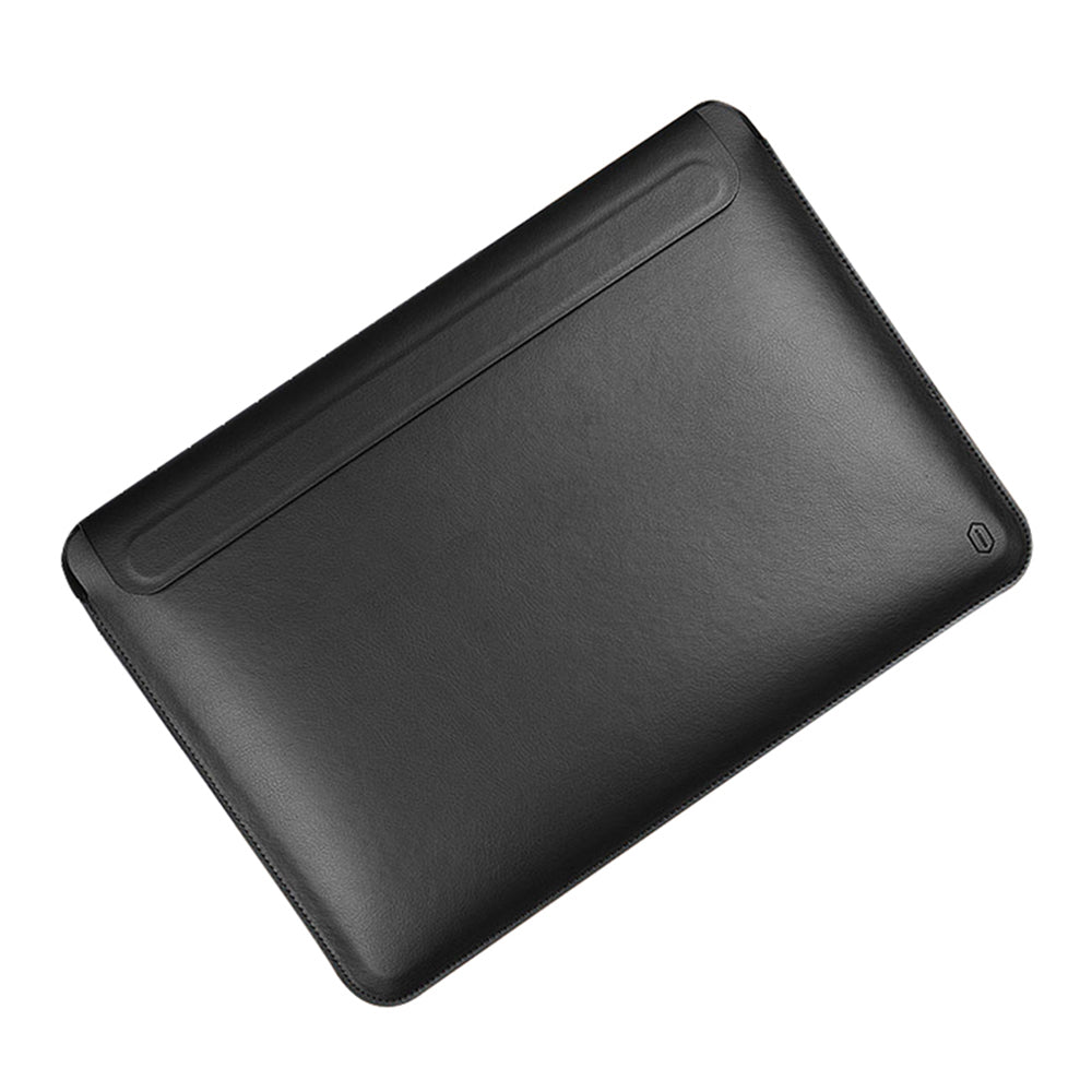 Wiwu Skin Pro Series Portable PU Leather Laptop Stand Sleeve for MacBook Pro 16 inch (2021), Smooth Surface Book Folio Cover - Black