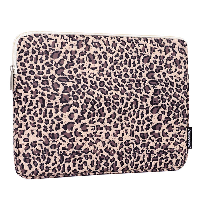 Canvasartian H31-01 Leopard Pattern Laptop Sleeve Notebook Portable Carrying Bag - Yellow/12 inch