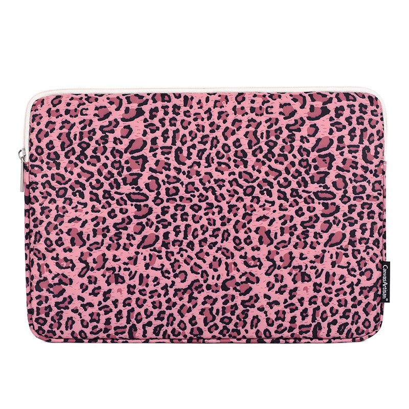 Canvasartian H31-01 Leopard Pattern Laptop Sleeve Notebook Portable Carrying Bag - Pink/11 inch
