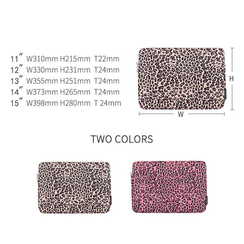 Canvasartian H31-01 Leopard Pattern Laptop Sleeve Notebook Portable Carrying Bag - Pink/11 inch
