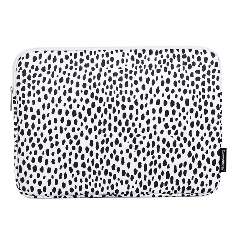 Canvasartian H36-01 Dots Printing Stylish Laptop Sleeve Light Weight Computer Skin Bag Carrying Case - White/12 inch