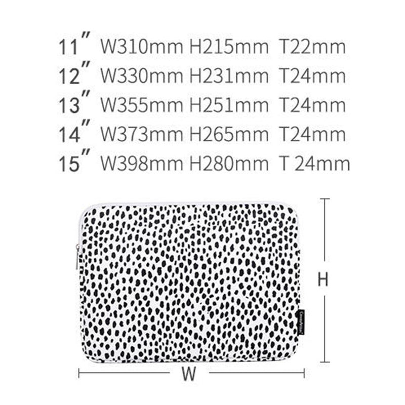 Canvasartian H36-01 Dots Printing Stylish Laptop Sleeve Light Weight Computer Skin Bag Carrying Case - White/13 inch