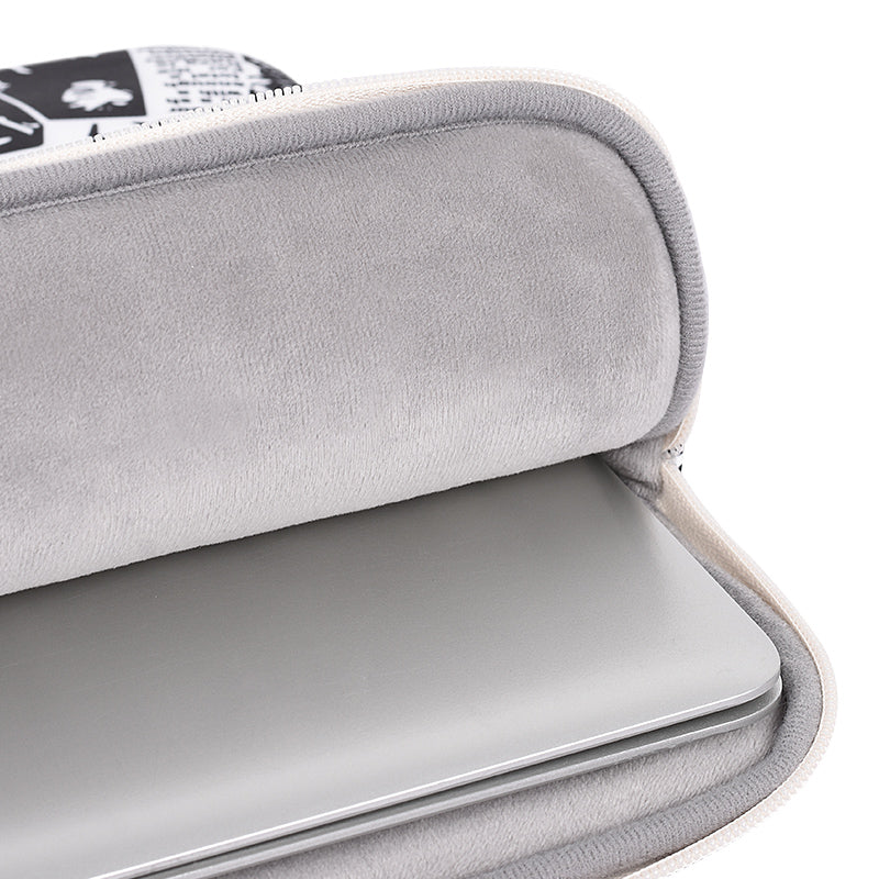 Newspaper Pattern Printing Laptop Protective Sleeve Case Notebook Carrying Cover Bag - White/12 inch