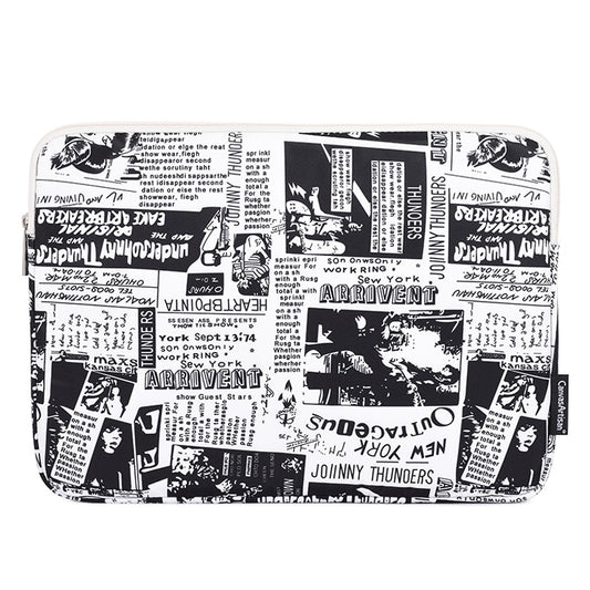 Newspaper Pattern Printing Laptop Protective Sleeve Case Notebook Carrying Cover Bag - White/14 inch