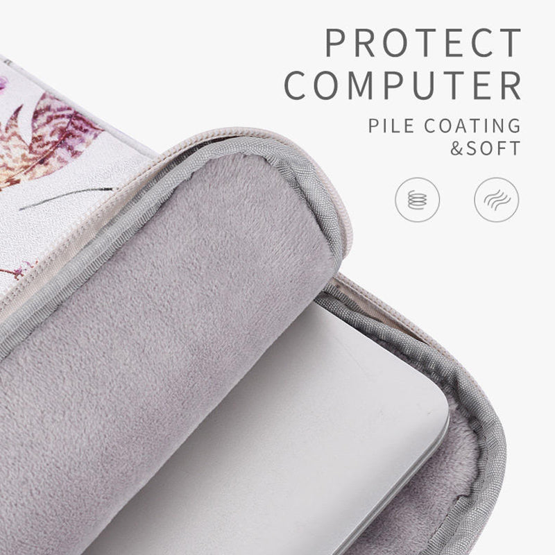 Laptop Sleeve Case Windbell Feather Pattern Protective Notebook Bag Computer Cover - White/15 inch