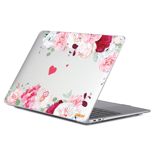 For MacBook Air 13 inch (2018-2019) A1932/(2020) A2179 A2337 Laptop Hard PC Protective Case Flower Pattern Heat Dissipation Notebook Shell Cover - White Pink Peony