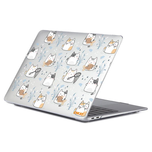 Cartoon Pattern Notebook Cover for MacBook Pro 13 inch (2016-2017) A1706 A1708 /(2018-2019) A1989/ (2019) A2159 Laptop Protector Heat Dissipation Hard PC Case - Cute Cat