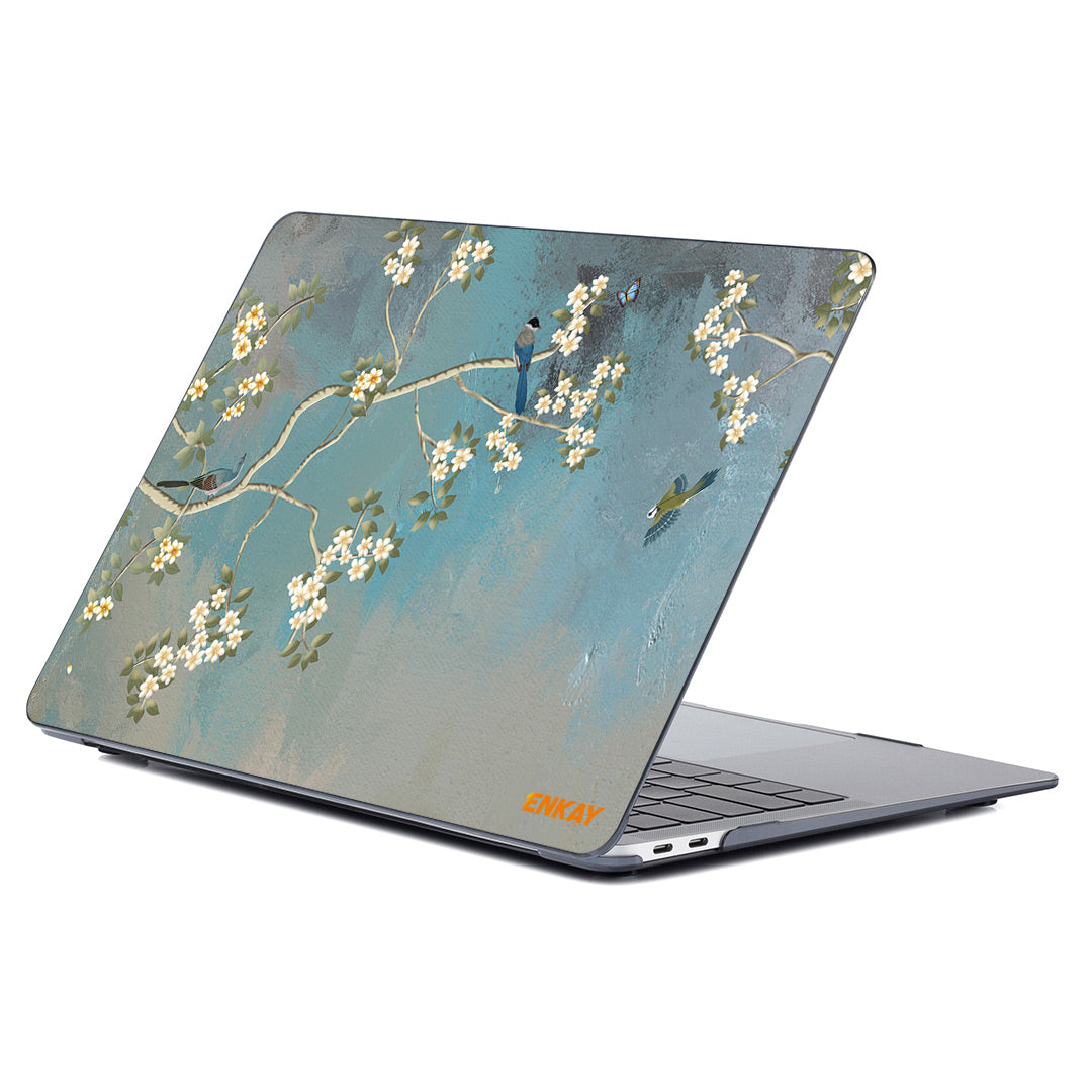 For MacBook Air 13 inch (2018-2019) A1932/(2020) A2179 A2337 Flower Pattern Laptop Protective Case Transparent Hard PC Notebook Cover - Magnolia