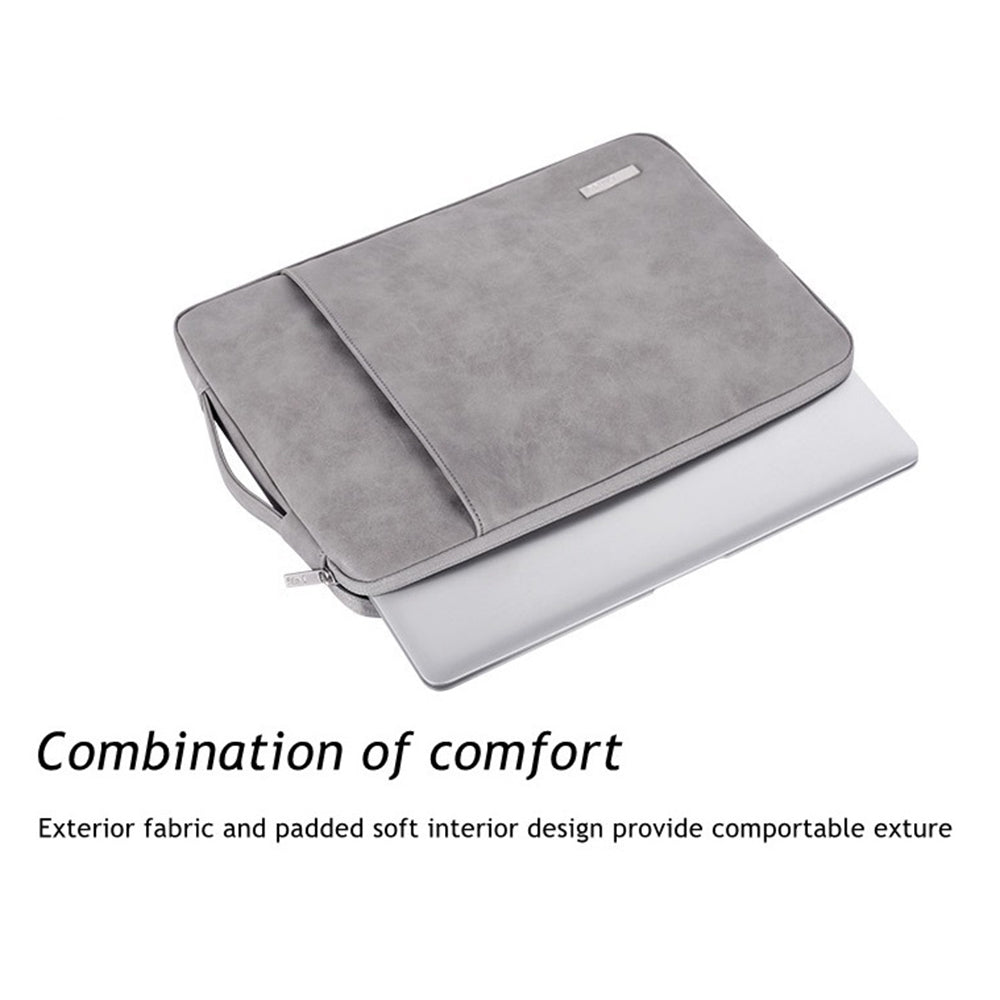 12inch Laptop Sleeve Bag PU Leather Notebook Sleeve Anti-dust Computer Student Business Style Protection Case - Grey