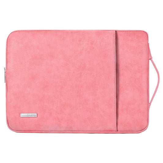 12inch Laptop Sleeve Bag PU Leather Notebook Sleeve Anti-dust Computer Student Business Style Protection Case - Pink