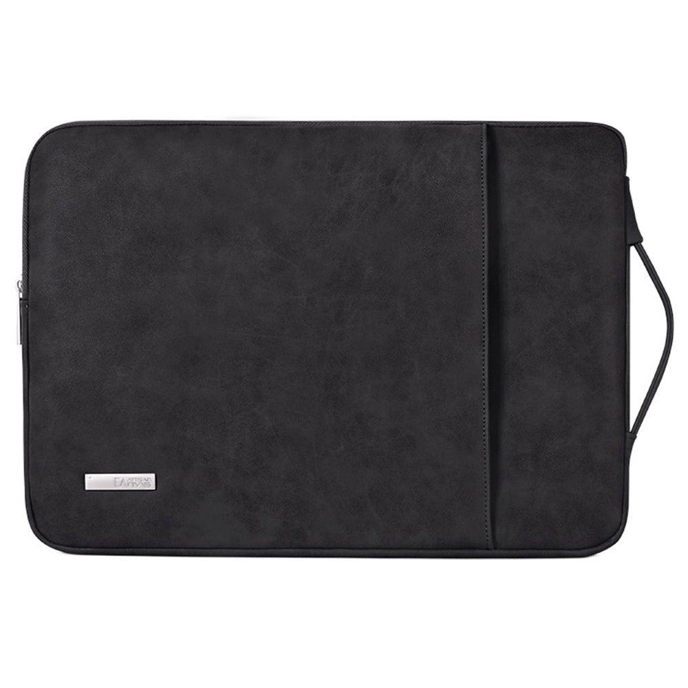 12inch Laptop Sleeve Bag PU Leather Notebook Sleeve Anti-dust Computer Student Business Style Protection Case - Black