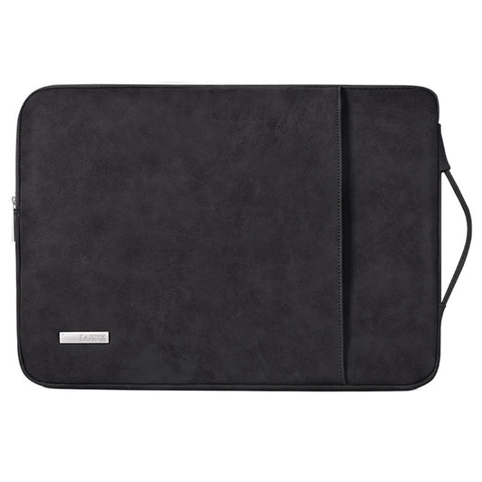 12inch Laptop Sleeve Bag PU Leather Notebook Sleeve Anti-dust Computer Student Business Style Protection Case - Black
