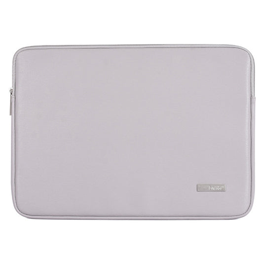 15inch Laptop Carrying Bag Solid Color Fashionable PU Leather Notebook Computer Protection Sleeve - Grey