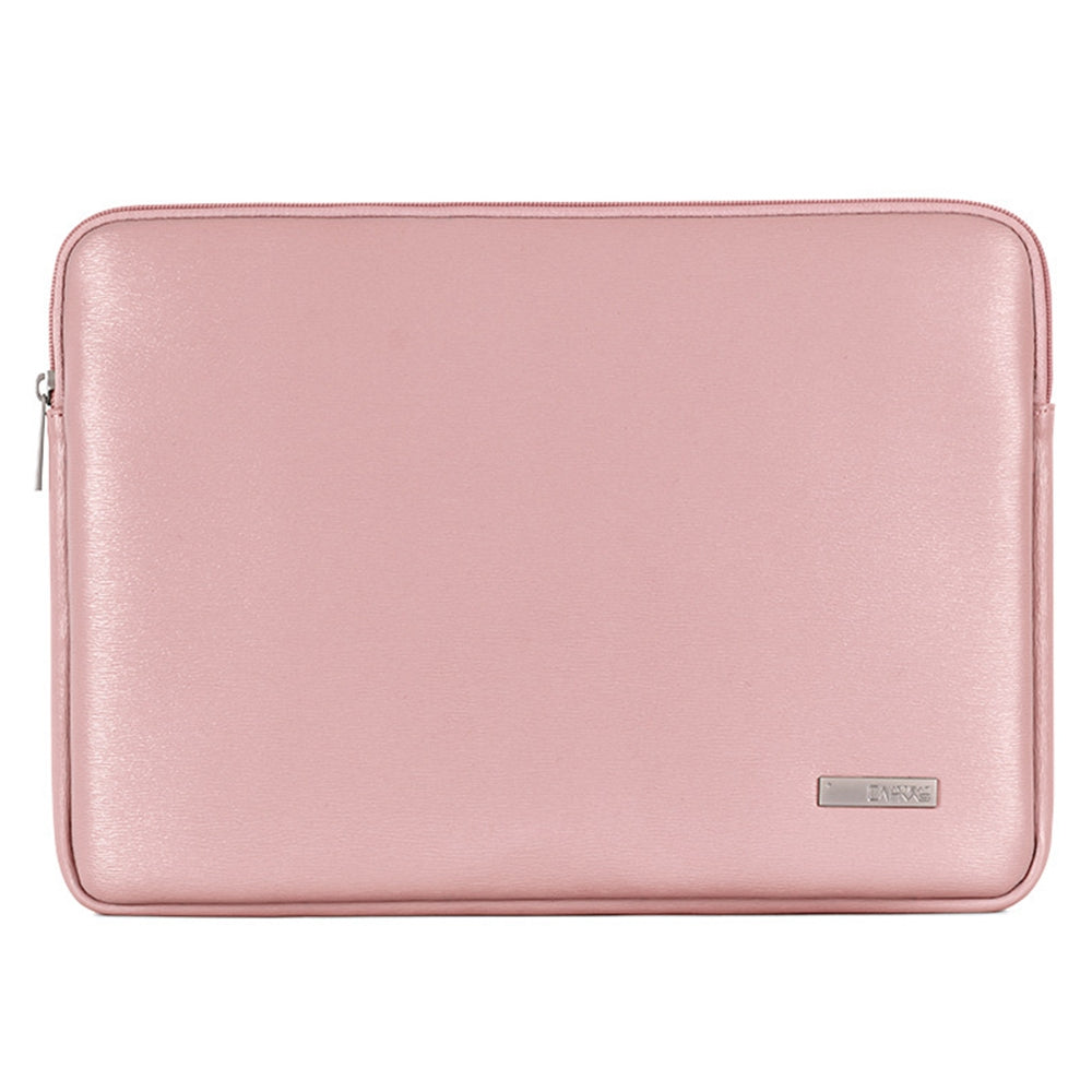 15inch Laptop Carrying Bag Solid Color Fashionable PU Leather Notebook Computer Protection Sleeve - Pink