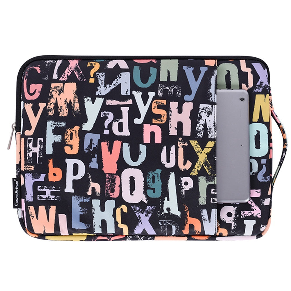 H18-89 15-inch Laptop Sleeve, Watercolor Letter Pattern Soft Lining Carrying Pouch