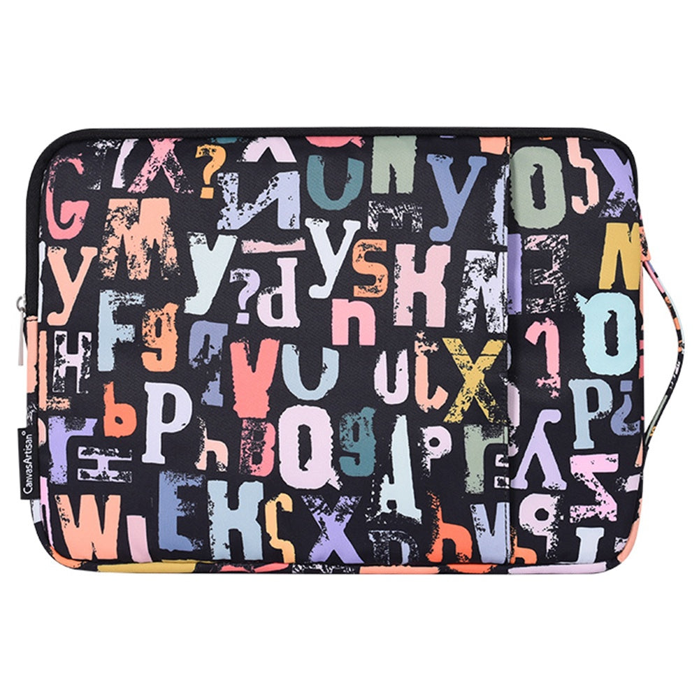 H18-89 15-inch Laptop Sleeve, Watercolor Letter Pattern Soft Lining Carrying Pouch