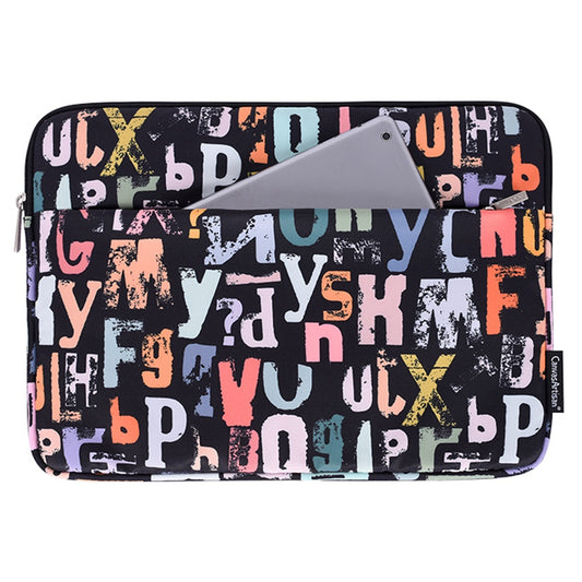 H18-11 15-inch Portable Laptop Sleeve, Soft Lining Watercolor Letter Pattern Carrying Pouch