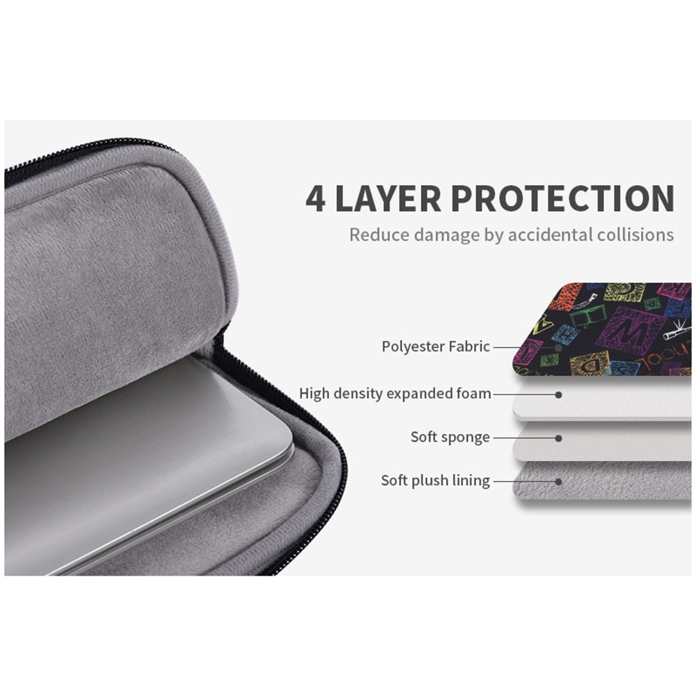 H17-11 Colorful Letter Pattern Laptop Sleeve 15-inch Anti-collision Soft Lining Carrying Bag