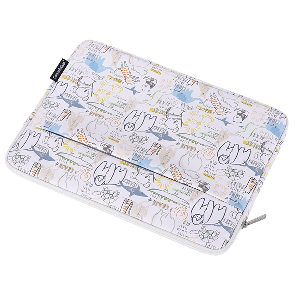 G50-11 15-inch Laptop Protective Sleeve Cartoon Animal Printed PU Leather Notebook Carrying Case with Small Pouch