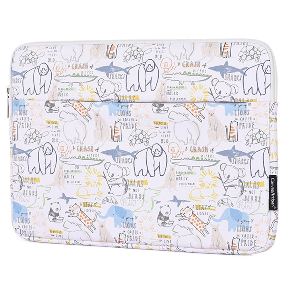 G50-11 14-inch Cartoon Animal Printed Notebook Sleeve PU Leather Laptop Carrying Bag