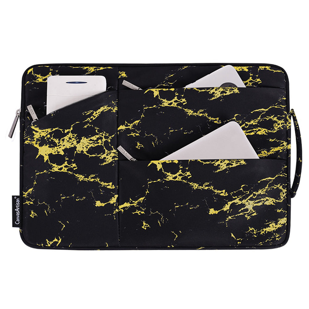 Waterproof Sleeve Bag for 11 inch Laptops Portable Slim Case with 3-Pouches/Handle Strap Notebook Anti-Scratch Carry Case - Yellow/Black