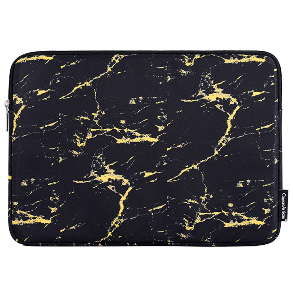 Canvasartisan H32-01 Marble Pattern Sleeve Bag for 13 inch Laptops Anti-Scratch Carry Case Shockproof Notebook Portable Storage Bag - Yellow/Black
