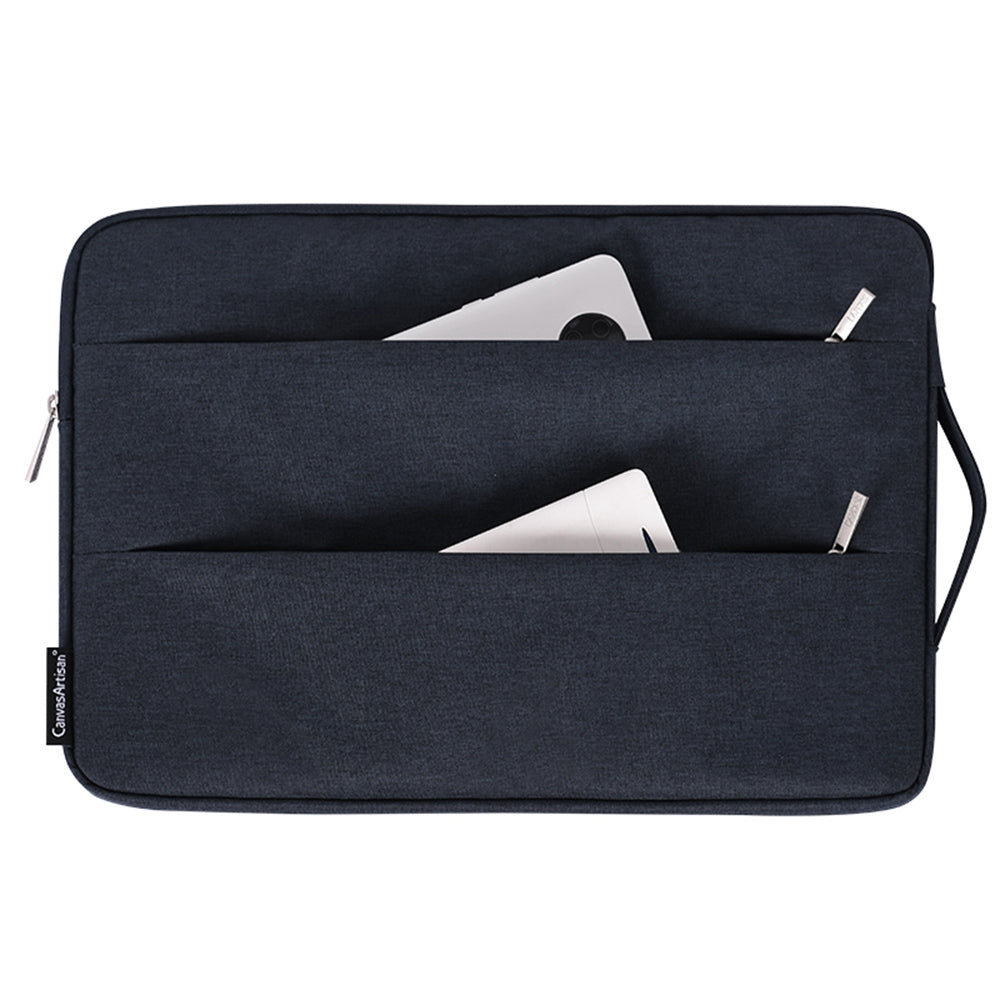 Anti-Scratch Slim Case for 14 inch Laptops Portable Carry Case with Dual Pouch/Handle Strap Notebook Shockproof Sleeve Bag - Light Grey