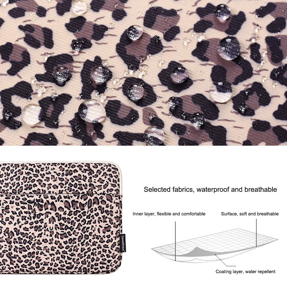 Canvasartisan H31-11 Scratch Resistant Carry Case for 12-inch Laptops Portable Slim Bag Shockproof Leopard Printed Waterproof Sleeve Bag - Yellow