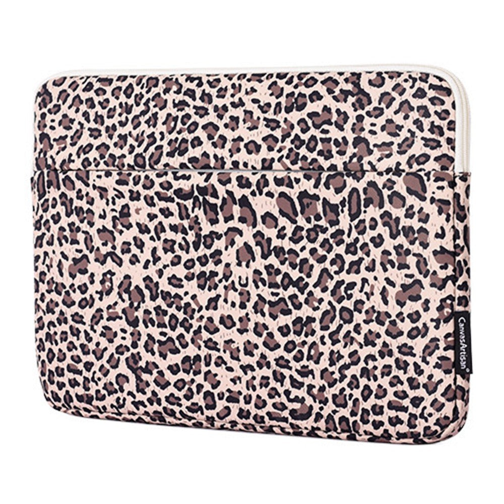 Canvasartisan H31-11 Portable Sleeve Bag for 14-inch Laptops Shockproof Carry Case Water Resistant Slim Bag with Leopard Printed - Yellow
