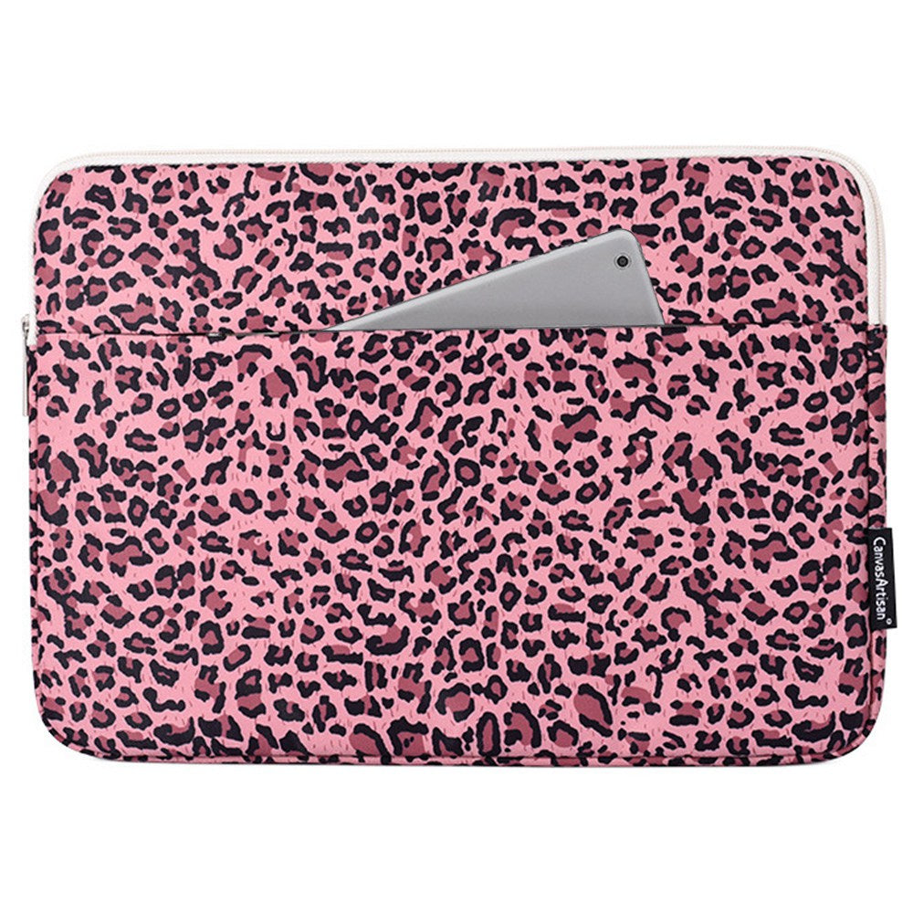 Canvasartisan H31-11 Portable Slim Case for 15-inch Laptops Shockproof Sleeve Bag Leopard Printed Waterproof Carry Bag - Pink