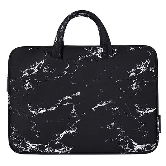 Canvasartisan H32-B01 14-inch Notebook Handbag Marble Pattern Shockproof Laptop Bag Case - Black